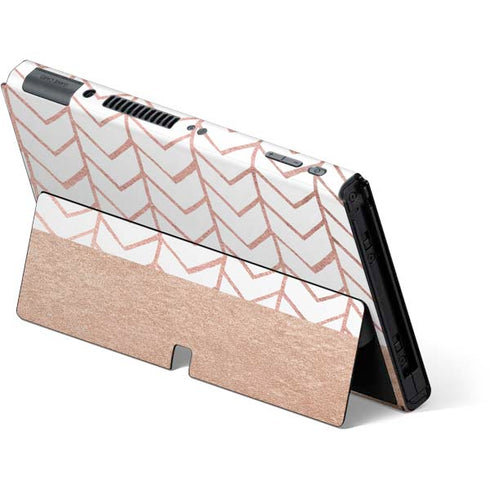 Rose Gold Herringbone Nintendo Switch OLED (2021) Skin