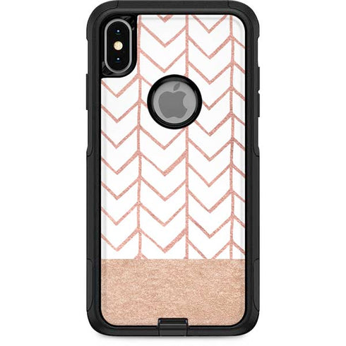 Rose Gold Herringbone Otterbox Commuter iPhone Skin