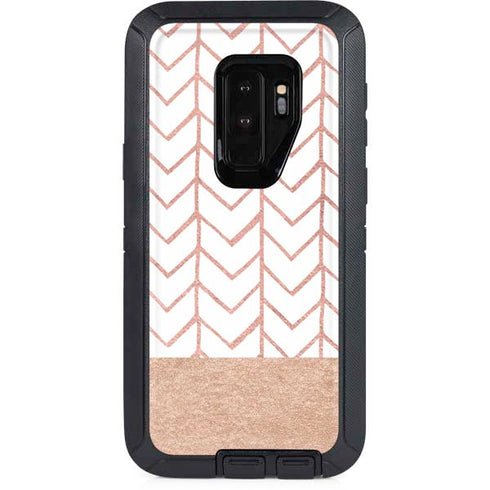 Rose Gold Herringbone Otterbox Defender Galaxy Skin