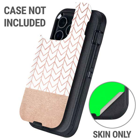 Rose Gold Herringbone Otterbox Defender iPhone Skin