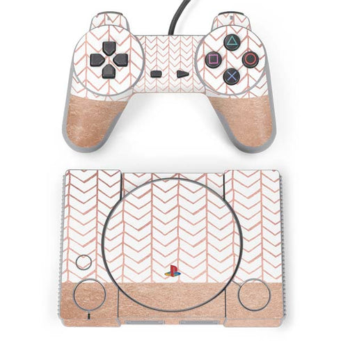 Rose Gold Herringbone PlayStation Classic Bundle Skin