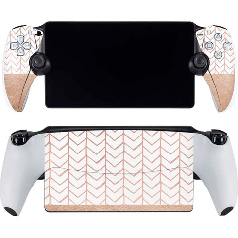 Rose Gold Herringbone PlayStation Portal Remote Player Skin