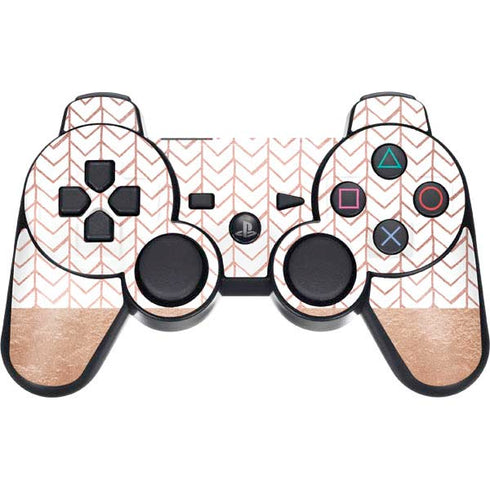 Rose Gold Herringbone PS3 Dual Shock wireless controller Skin
