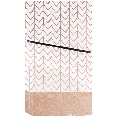 Rose Gold Herringbone PS5 Slim Disk Bundle Skin