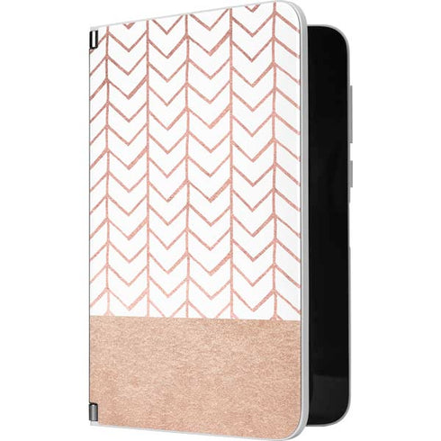 Rose Gold Herringbone Surface Duo Skin