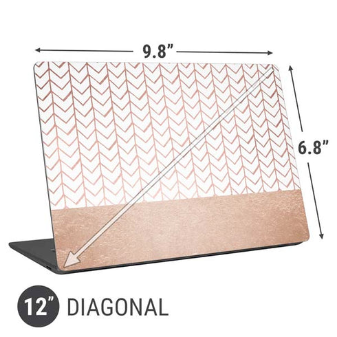 Rose Gold Herringbone Universal Laptop 12in (9.8 x 6.8in) Skin
