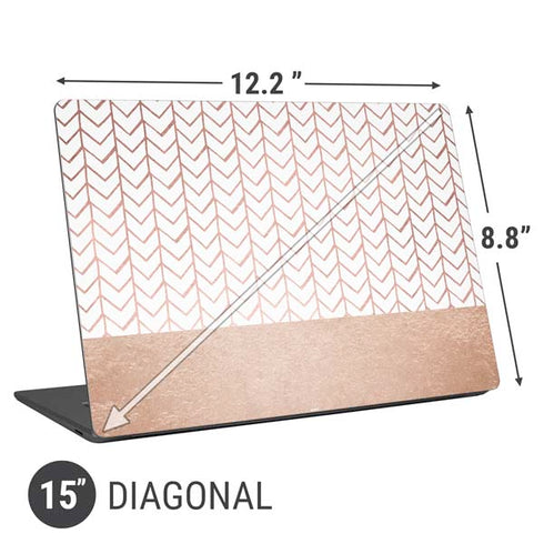 Rose Gold Herringbone Universal Laptop 15in (12.2 x 8.8in) Skin