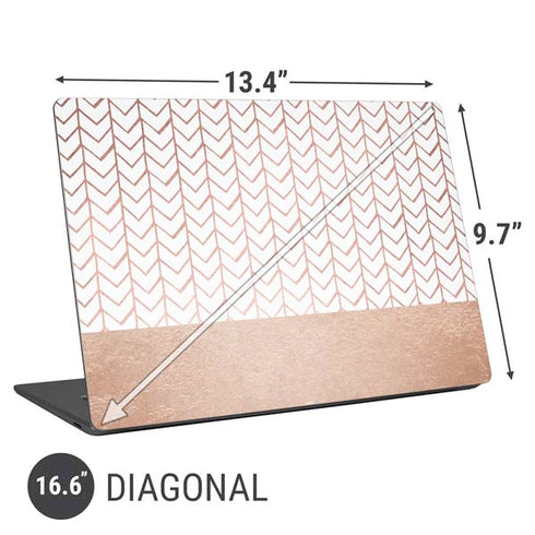 Rose Gold Herringbone Universal Laptop 16.6in (13.4 x 9.7in) Skin