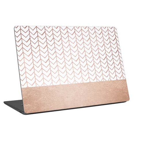 Rose Gold Herringbone Universal Laptop 16.6in (13.4 x 9.7in) Skin