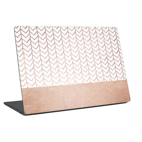 Rose Gold Herringbone Universal Laptop 17in (13.8 x 10in) Skin