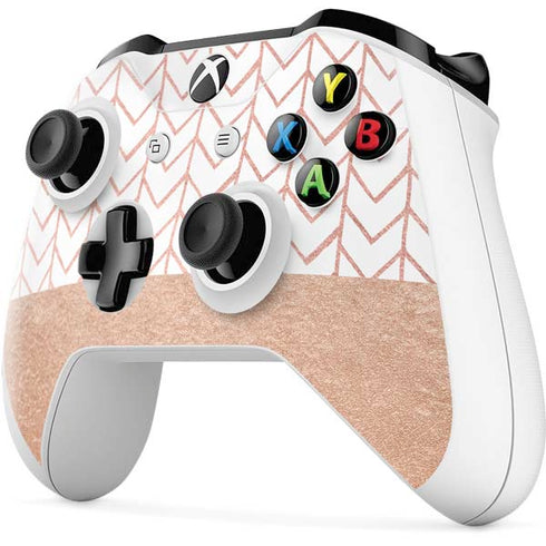 Rose Gold Herringbone Xbox One S All-Digital Edition Bundle Skin