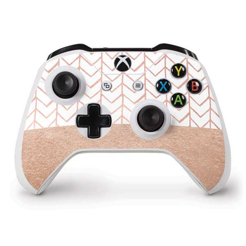 Rose Gold Herringbone Xbox One S Controller Skin