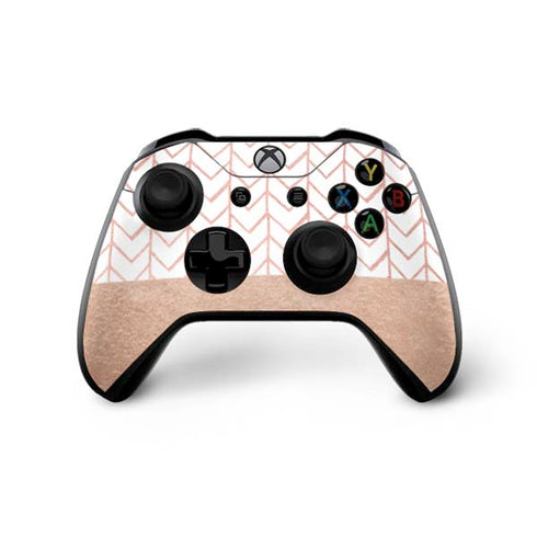 Rose Gold Herringbone Xbox One X Bundle Skin
