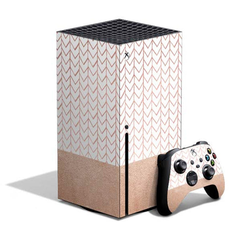 Rose Gold Herringbone Xbox Series X Bundle Skin