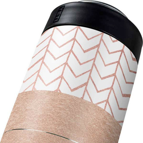 Rose Gold Herringbone Yeti Colster Can Insulator Skin