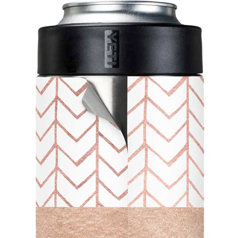 Rose Gold Herringbone Yeti Colster Can Insulator Skin