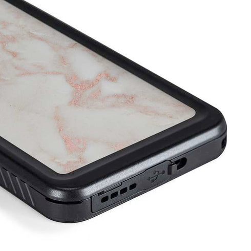 Rose Gold Marble Galaxy S23 Plus Waterproof Case