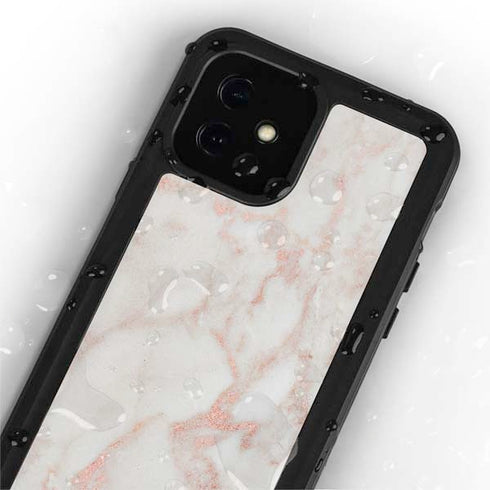 Rose Gold Marble iPhone 12 Mini Waterproof Case