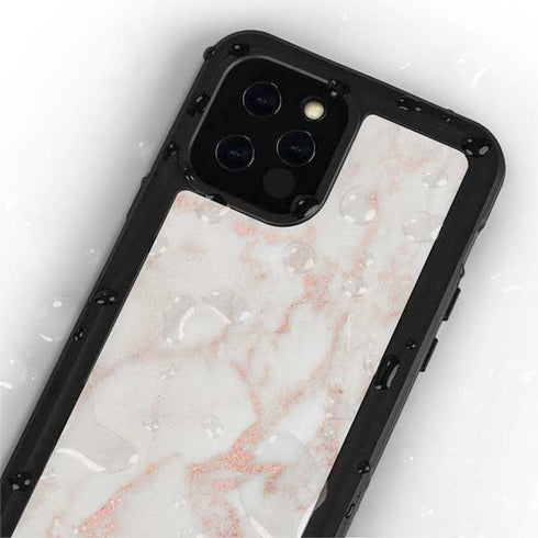 Rose Gold Marble iPhone 12 Pro Waterproof Case
