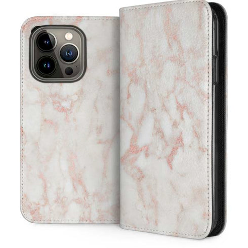 Rose Gold Marble iPhone 13 Pro Folio Case
