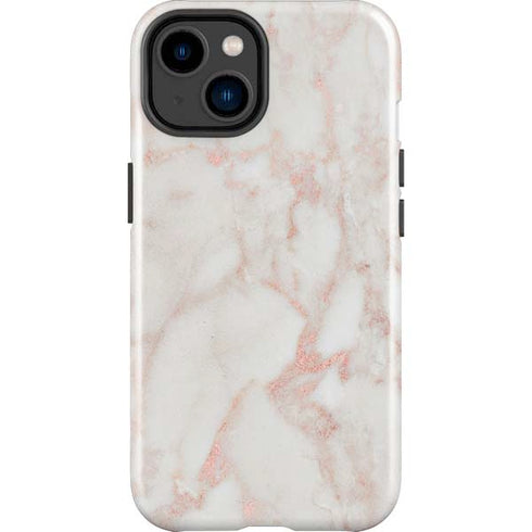 Rose Gold Marble iPhone 14 Plus Impact Case