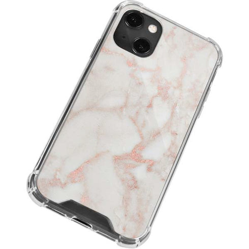 Rose Gold Marble iPhone 14 Plus Clear Case