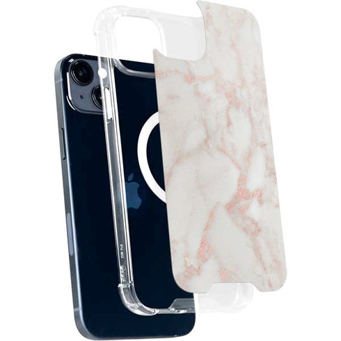 Rose Gold Marble iPhone 15 Plus MagSafe Case