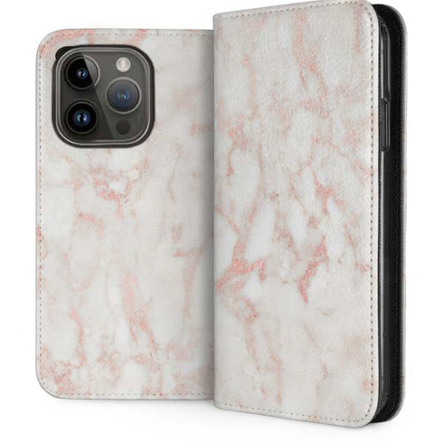 Rose Gold Marble iPhone 14 Pro Folio Case