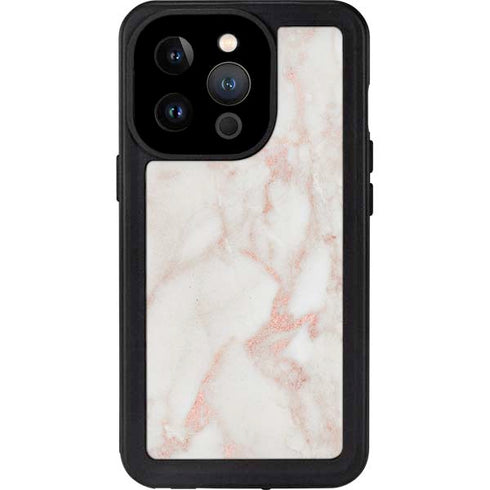 Rose Gold Marble iPhone 14 Pro Waterproof Case