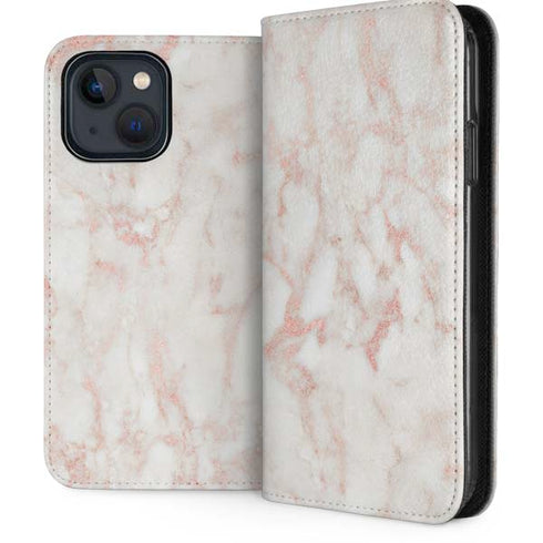 Rose Gold Marble iPhone 15 Plus Folio Case