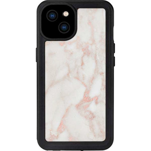 Rose Gold Marble iPhone 15 Plus Waterproof Case