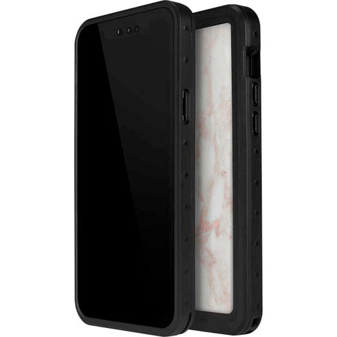 Rose Gold Marble iPhone 15 Pro Waterproof Case