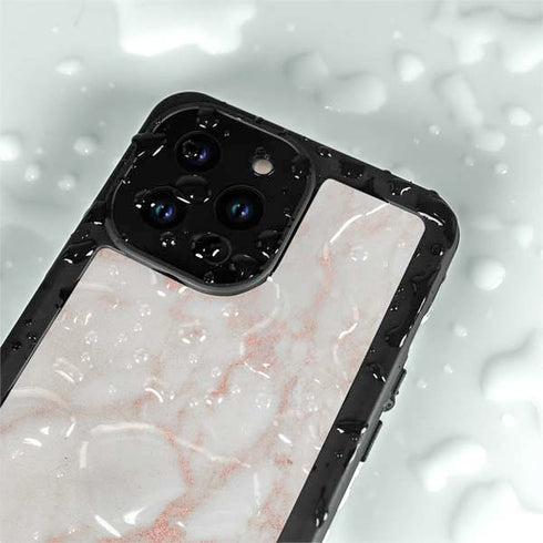 Rose Gold Marble iPhone 15 Pro Waterproof Case