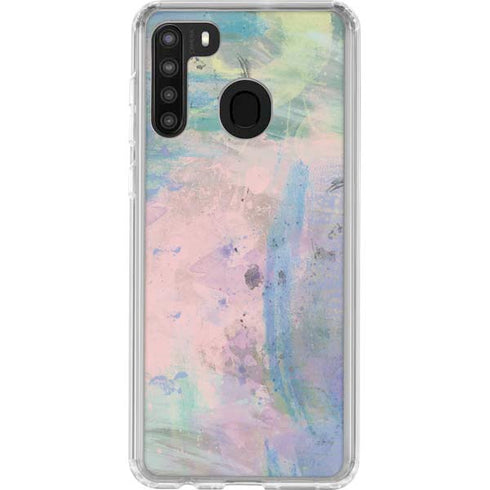 Rose Quartz & Serenity Abstract Galaxy A21 Clear Case