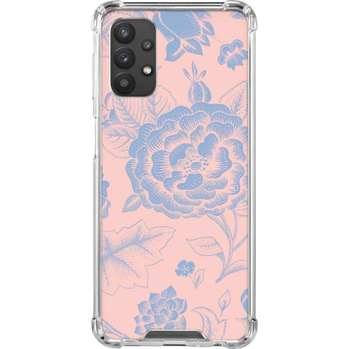 Rose Quartz & Serenity Floral Galaxy A32 5G Clear Case