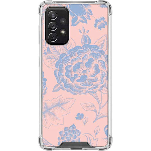 Rose Quartz & Serenity Floral Galaxy A72 5G Clear Case