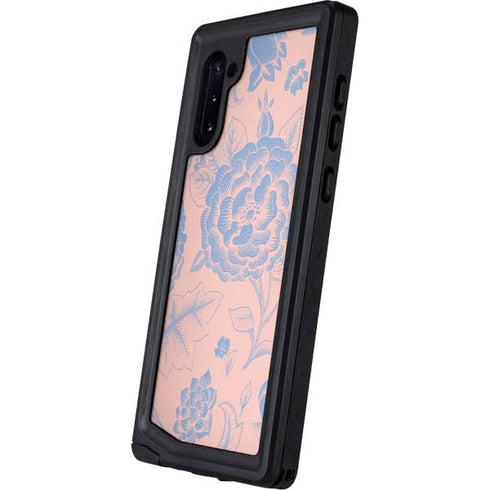 Rose Quartz & Serenity Floral Galaxy Note 10 Waterproof Case