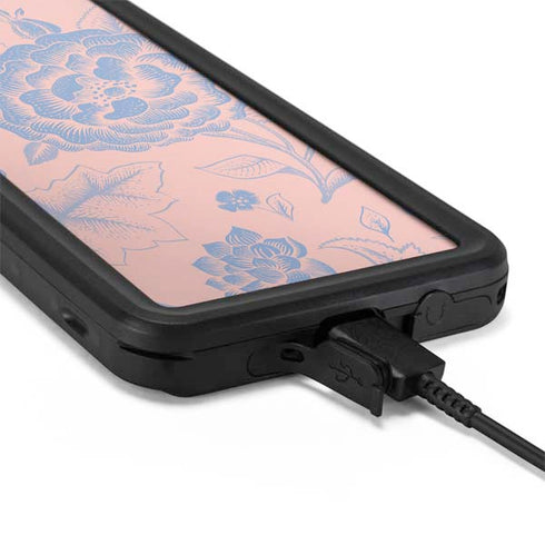Rose Quartz & Serenity Floral Galaxy S20 Plus Waterproof Case