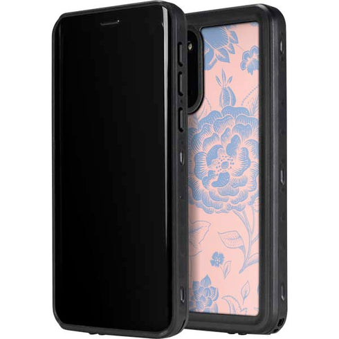 Rose Quartz & Serenity Floral Galaxy S20 Waterproof Case