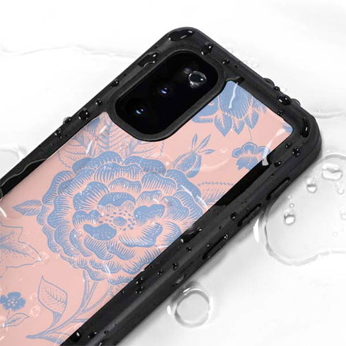 Rose Quartz & Serenity Floral Galaxy S20 Waterproof Case
