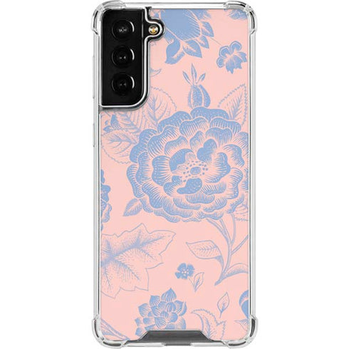 Rose Quartz & Serenity Floral Galaxy S21 FE Clear Case
