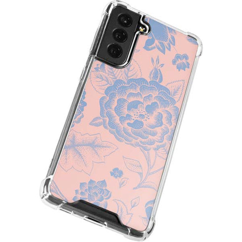 Rose Quartz & Serenity Floral Galaxy S21 FE Clear Case