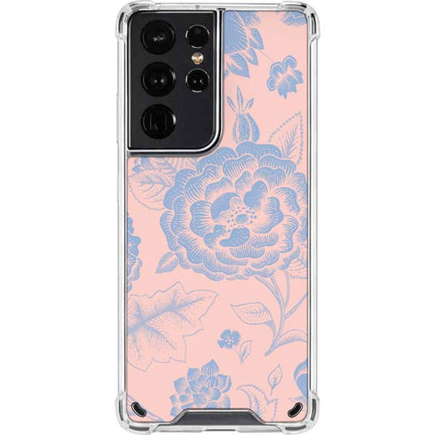 Rose Quartz & Serenity Floral Galaxy S21 Ultra 5G Clear Case