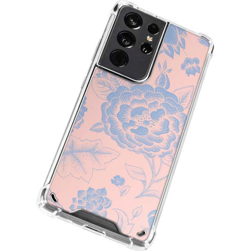 Rose Quartz & Serenity Floral Galaxy S21 Ultra 5G Clear Case