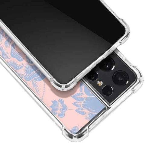 Rose Quartz & Serenity Floral Galaxy S21 Ultra 5G Clear Case