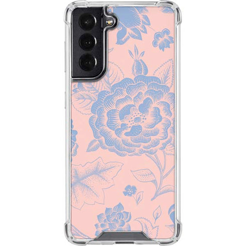 Rose Quartz & Serenity Floral Galaxy S22 Clear Case