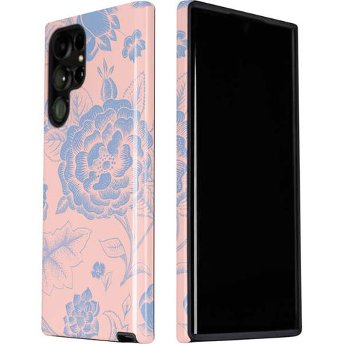 Rose Quartz & Serenity Floral Galaxy S22 Ultra Pro Case