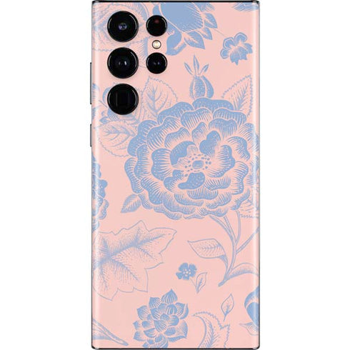 Rose Quartz & Serenity Floral Galaxy S22 Ultra Skin