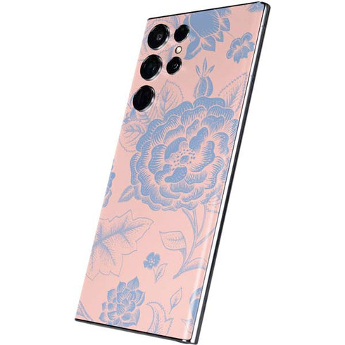 Rose Quartz & Serenity Floral Galaxy S22 Ultra Skin