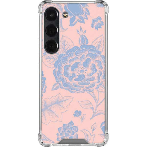 Rose Quartz & Serenity Floral Galaxy S23 Clear Case